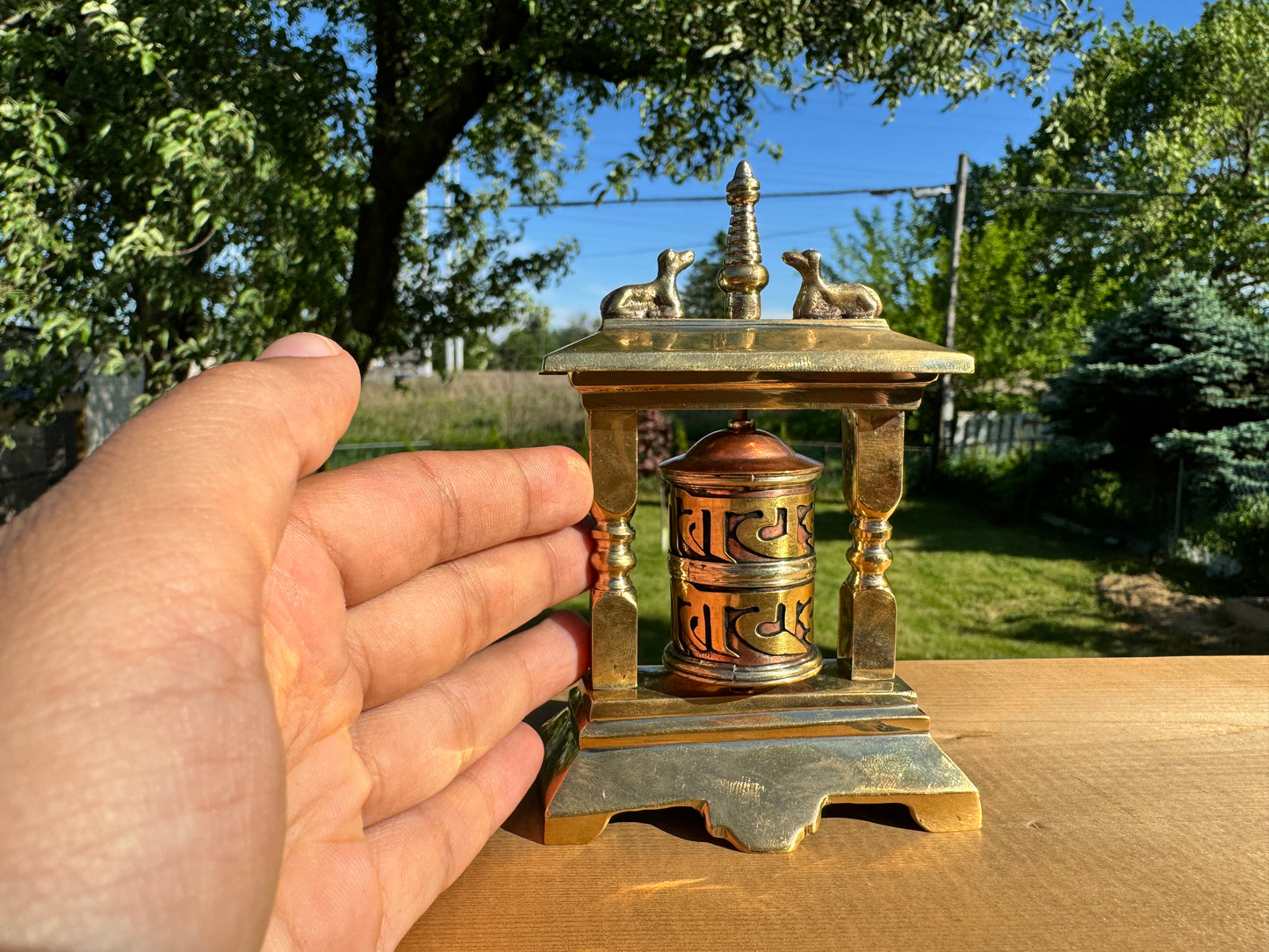 Authentic Tibetan Prayer Wheel with Om Mane Padme Hum Mantra - Handcrafted in Nepal