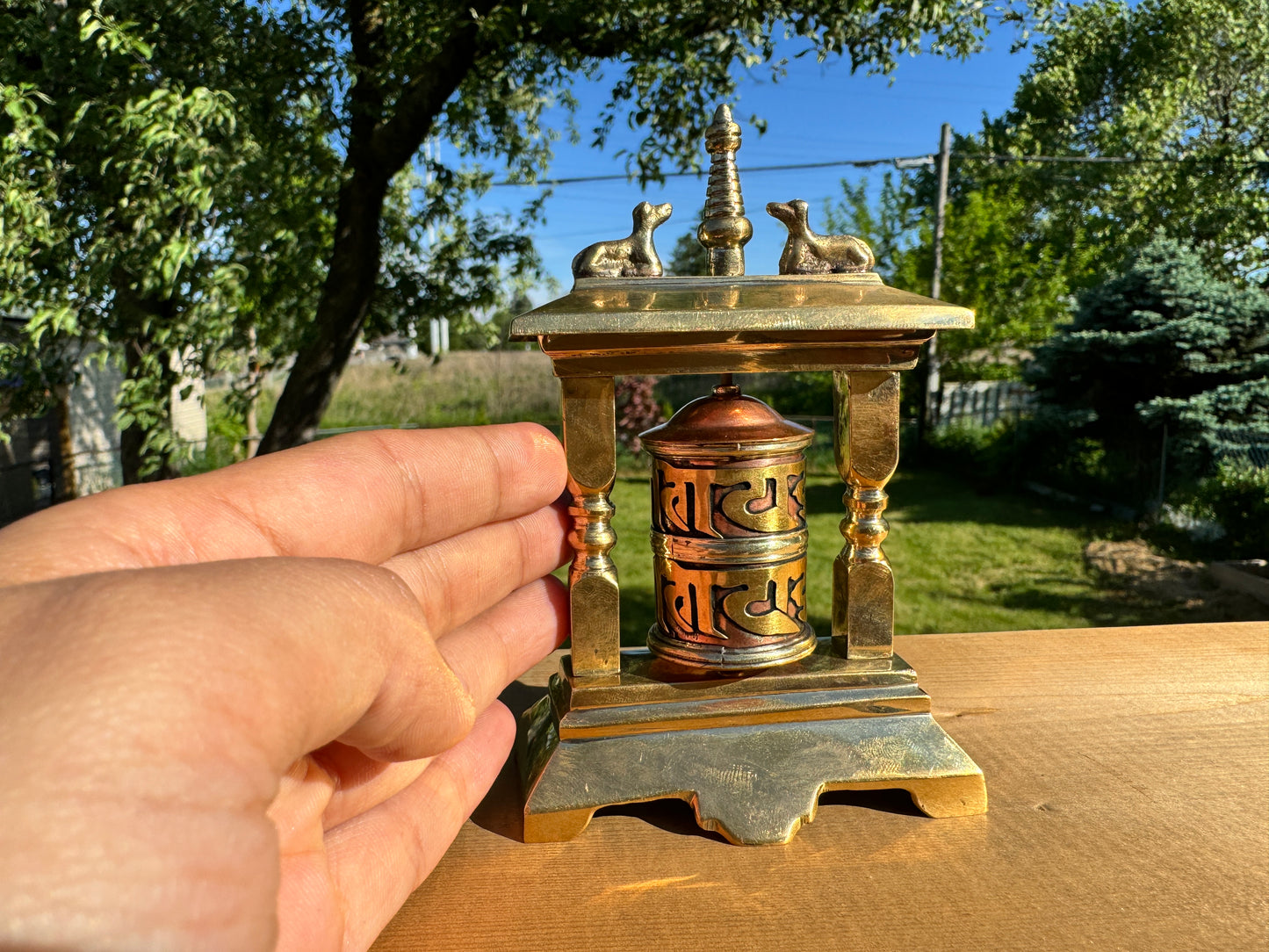 Authentic Tibetan Prayer Wheel with Om Mane Padme Hum Mantra - Handcrafted in Nepal