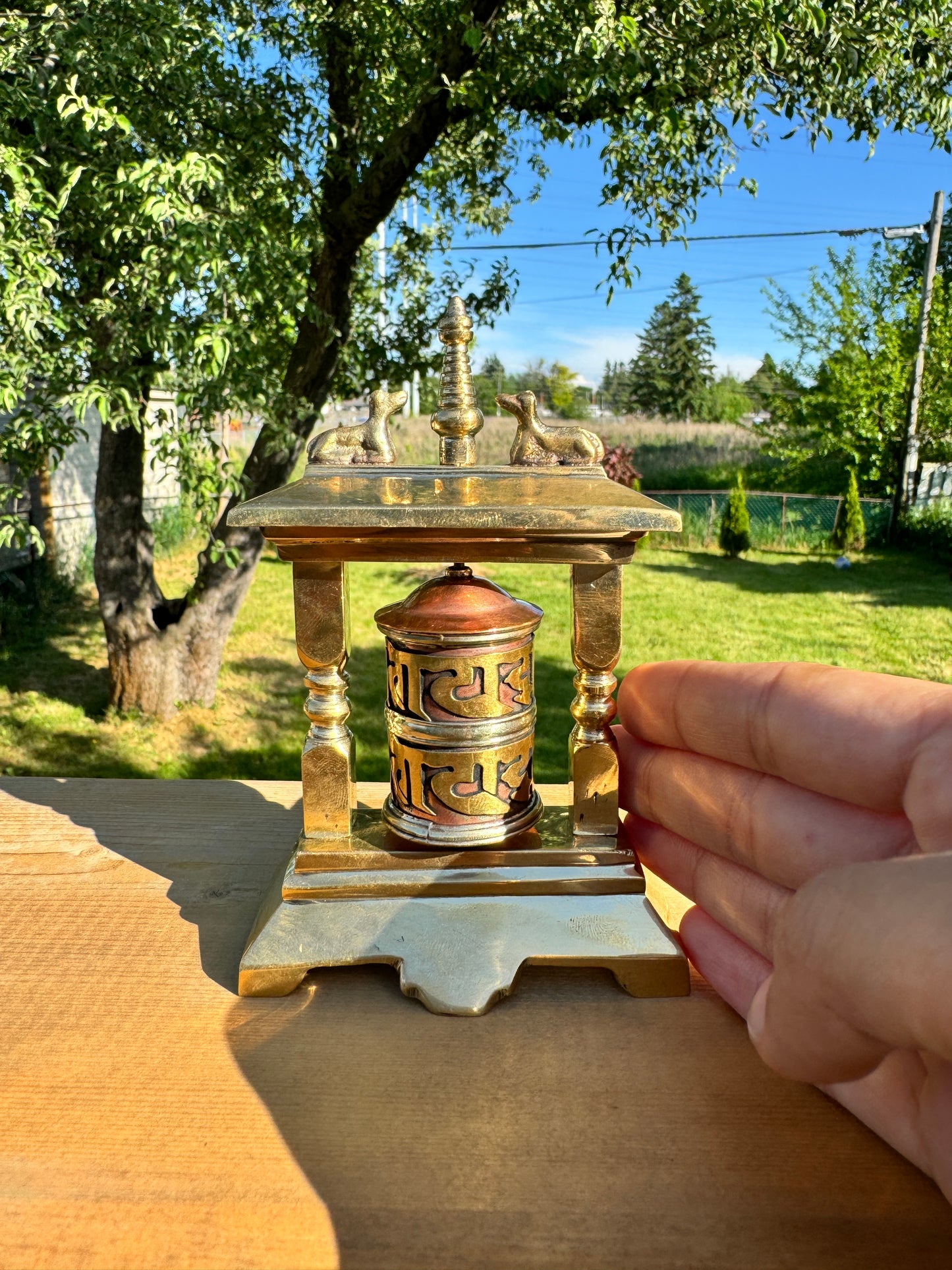 Authentic Tibetan Prayer Wheel with Om Mane Padme Hum Mantra - Handcrafted in Nepal