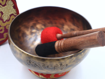 6inch Full moon Singing Bowl Handmade Tiger Antique