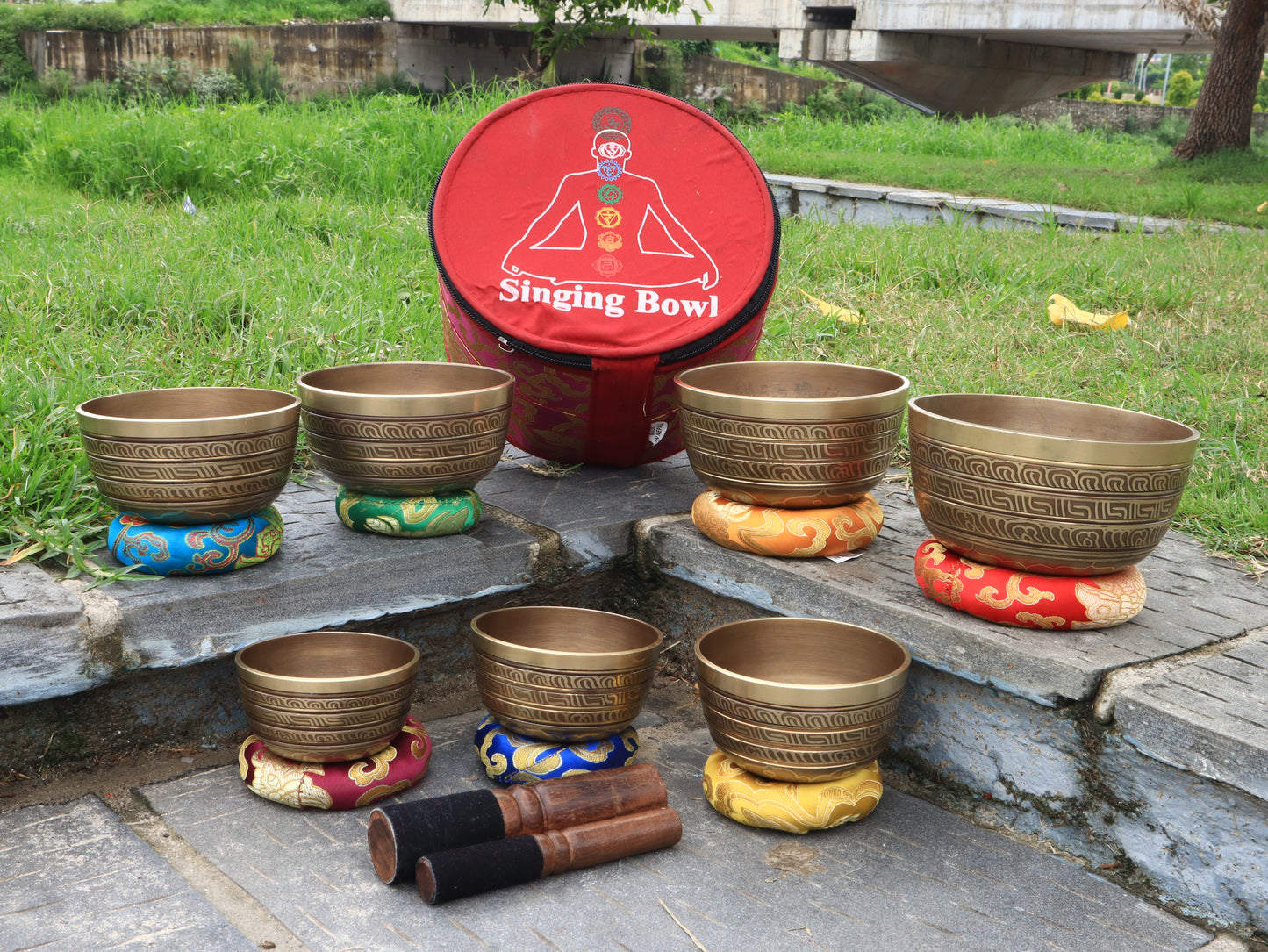 Chakra Etched Tibetan Singing bowl Set of 7 | Meditation spiritual yoga bowl for Sound Healing