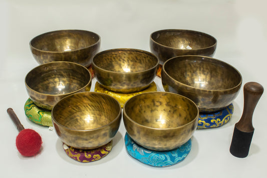 Plain Handmade Singing Bowl Set | Professional Chakra Tuned Bowls